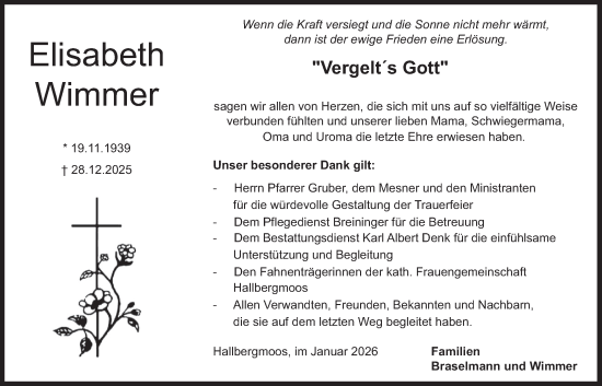 Traueranzeige von Elisabeth Wimmer von merkurtz
