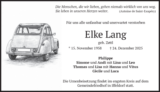 Traueranzeige von Elke Lang von Das Gelbe Blatt Penzberg