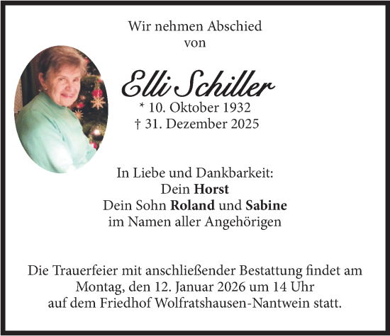 Traueranzeige von Elli Schiller von merkurtz