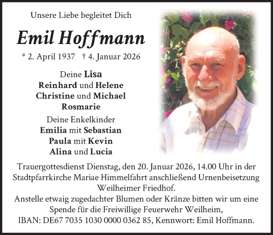 Traueranzeige von Emil Hoffmann von merkurtz