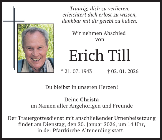 Traueranzeige von Erich Till von merkurtz
