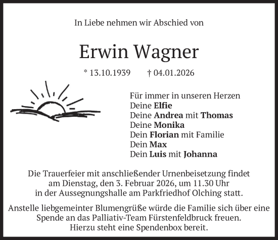 Traueranzeige von Erwin Wagner von merkurtz
