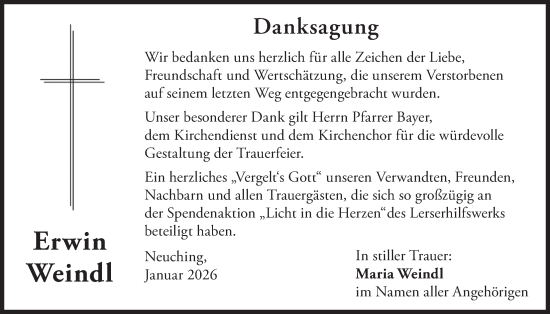 Traueranzeige von Erwin Weindl von merkurtz