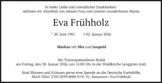 Traueranzeige von Eva Frühholz von merkurtz