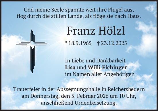 Traueranzeige von Franz Hölzl von merkurtz