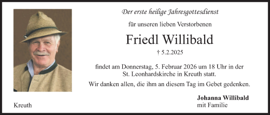 Traueranzeige von Friedl Willibald von merkurtz