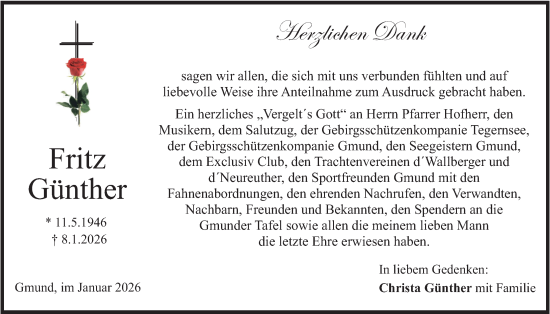 Traueranzeige von Fritz Günther von merkurtz