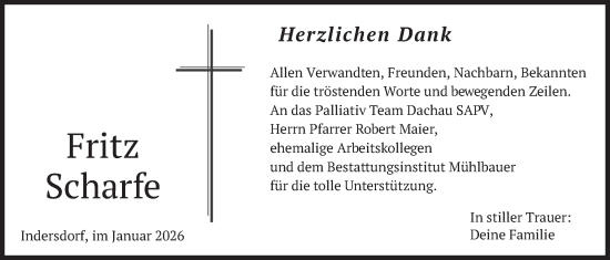 Traueranzeige von Fritz Scharfe von merkurtz