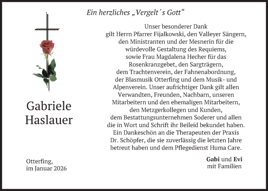 Traueranzeige von Gabriele Haslauer von merkurtz