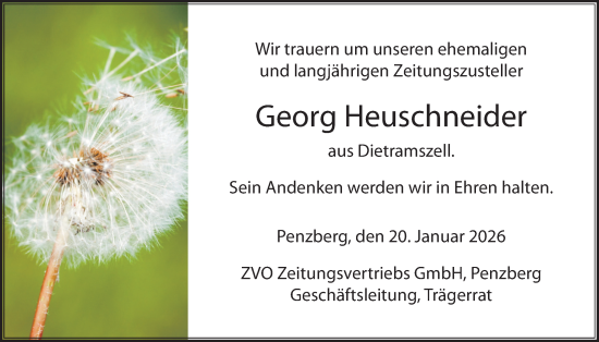 Traueranzeige von Georg Heuschneider von merkurtz