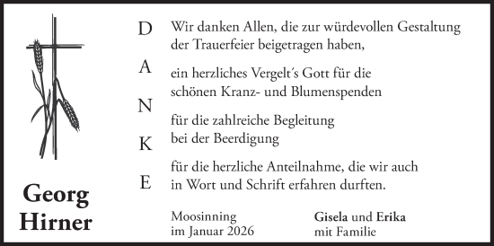 Traueranzeige von Georg Hirner von merkurtz