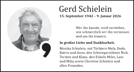 Traueranzeige von Gerd Schielein von merkurtz