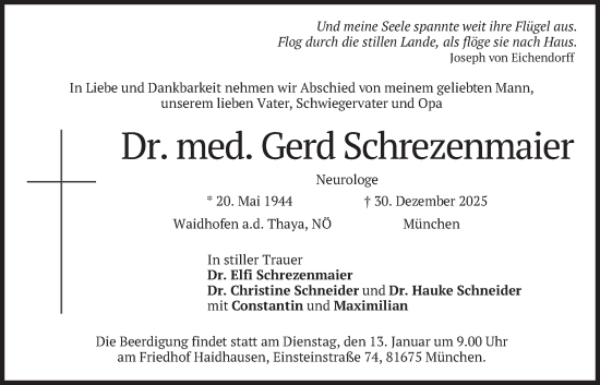 Traueranzeige von Gerd Schrezenmaier von merkurtz