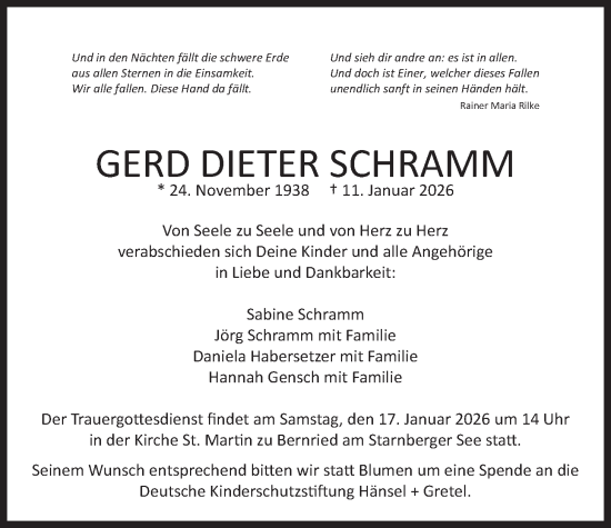 Traueranzeige von Gerd Dieter Schramm von merkurtz