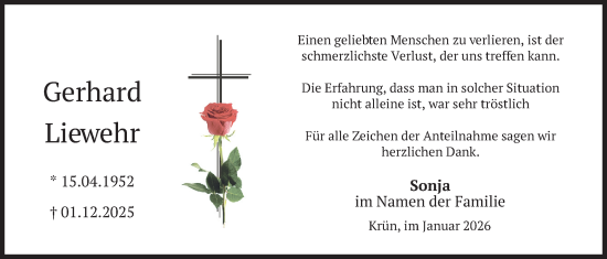 Traueranzeige von Gerhard Liewehr von merkurtz