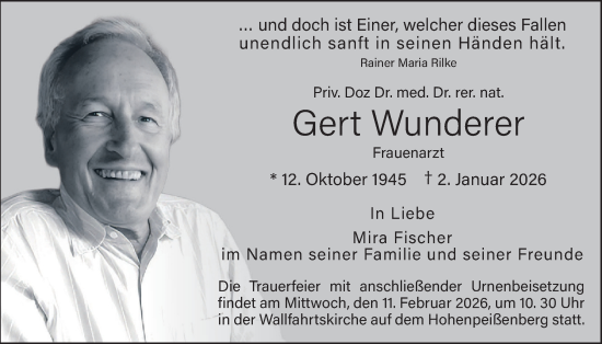 Traueranzeige von Gert Wunderer von merkurtz
