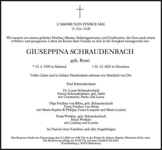 Traueranzeige von Giuseppina Schraudenbach von merkurtz