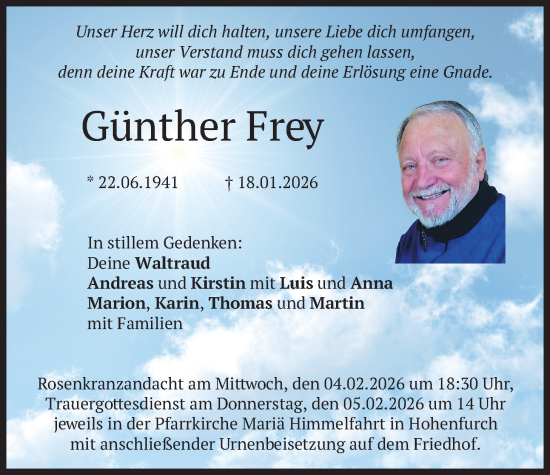 Traueranzeige von Günther Frey von merkurtz