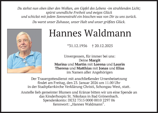 Traueranzeige von Hannes Waldmann von merkurtz