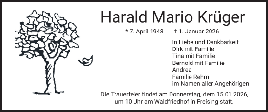 Traueranzeige von Harald Mario Krüger von merkurtz