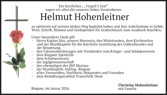 Traueranzeige von Helmut Hohenleitner von merkurtz
