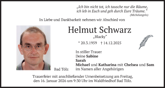 Traueranzeige von Helmut Schwarz von merkurtz