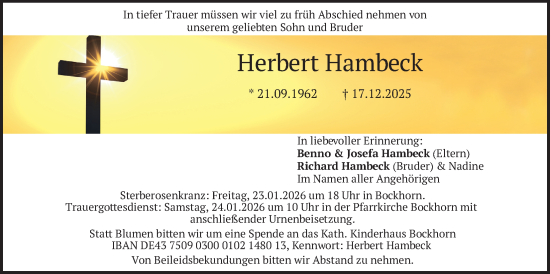 Traueranzeige von Herbert Hambeck von merkurtz