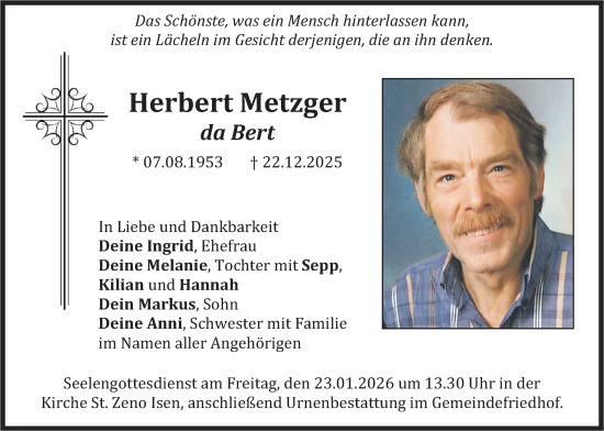 Traueranzeige von Herbert Metzger von merkurtz