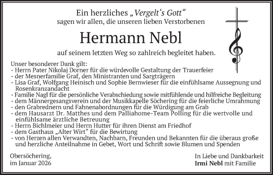 Traueranzeige von Hermann Nebl von merkurtz