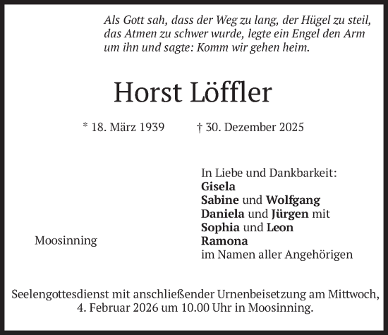 Traueranzeige von Horst Löffler von merkurtz
