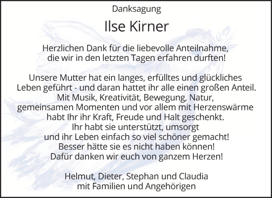 Traueranzeige von Ilse Kirner von merkurtz
