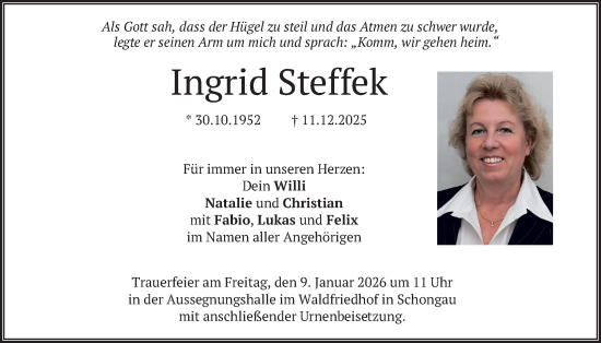 Traueranzeige von Ingrid Steffek von merkurtz