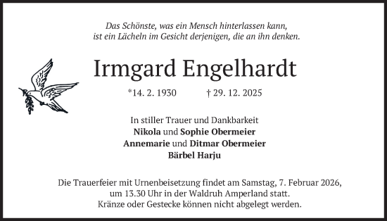 Traueranzeige von Irmgard Engelhardt von merkurtz