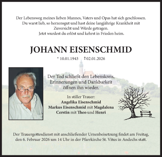 Traueranzeige von Johann Eisenschmid von merkurtz