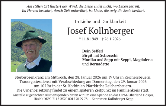 Traueranzeige von Josef Kollnberger von merkurtz
