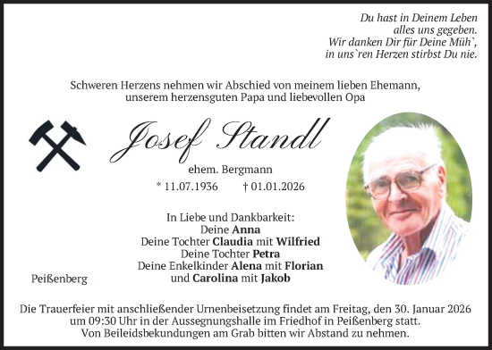 Traueranzeige von Josef Standl von merkurtz