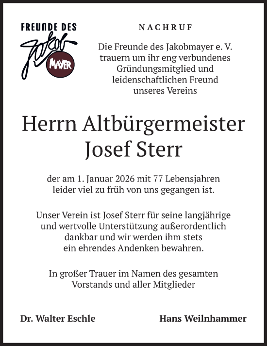 Traueranzeige von Josef Sterr von merkurtz