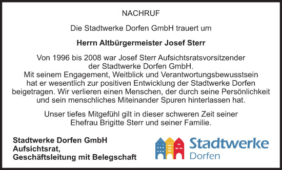 Traueranzeige von Josef Sterr von merkurtz