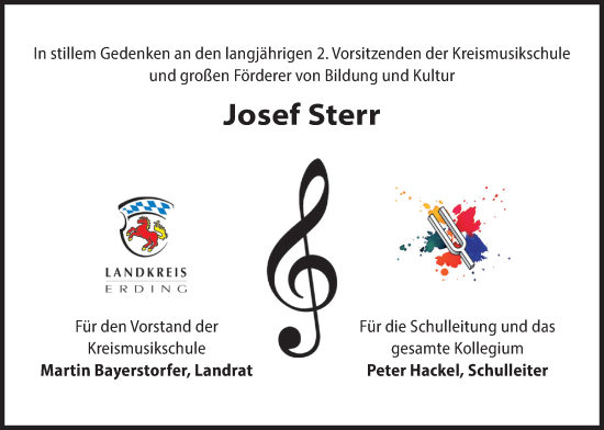 Traueranzeige von Josef Sterr von merkurtz
