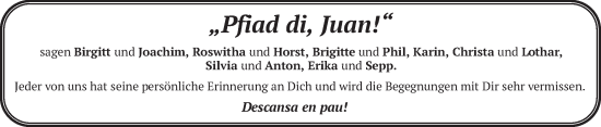 Traueranzeige von Juan  von merkurtz