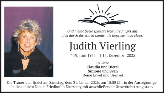 Traueranzeige von Judith Vierling von merkurtz