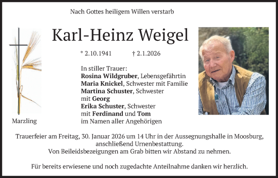 Traueranzeige von Karl-Heinz Weigel von merkurtz