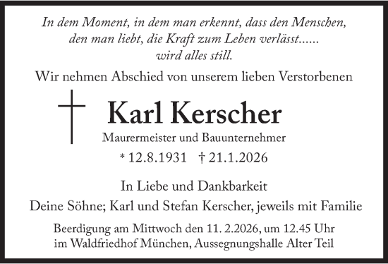 Traueranzeige von Karl Kerscher von merkurtz