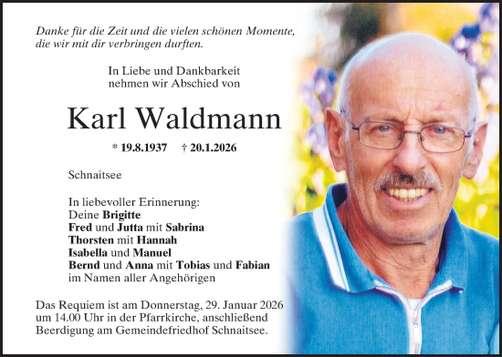 Traueranzeige von Karl Waldmann von merkurtz