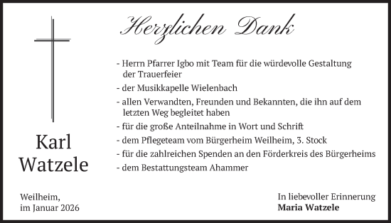 Traueranzeige von Karl Watzele von merkurtz