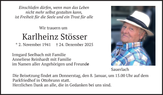 Traueranzeige von Karlheinz Stösser von merkurtz