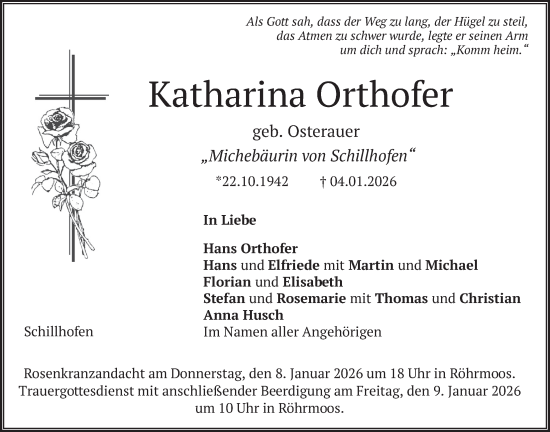 Traueranzeige von Katharina Orthofer von merkurtz