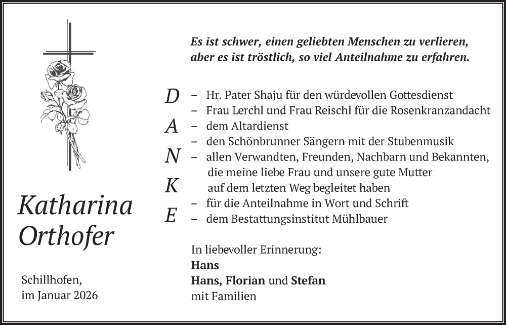  Traueranzeige für Katharina Orthofer vom 17.01.2026 aus merkurtz