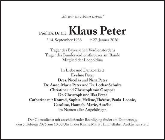 Traueranzeige von Klaus  Peter von merkurtz