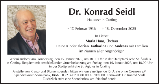 Traueranzeige von Konrad Seidl von merkurtz